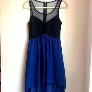 Flowy Black Blue Dress with Mesh Top